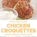 Chicken croquettes on a long platter.