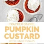Copycat Cracker Barrel pumpkin custard served with gingersnaps.