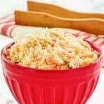Copycat KFC coleslaw in a small bowl.