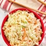 A serving of copycat KFC coleslaw in a bowl.