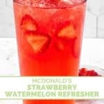 A glass of copycat Starbucks strawberry watermelon refresher.