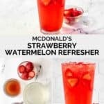 Copycat Starbucks strawberry watermelon refresher and the ingredients to make it.