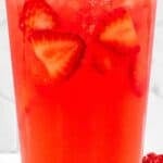 Copycat Starbucks strawberry watermelon refresher in a tall glass.