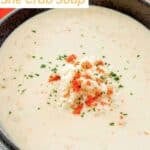 A bowl of Charleston she crab soup with crab roe.