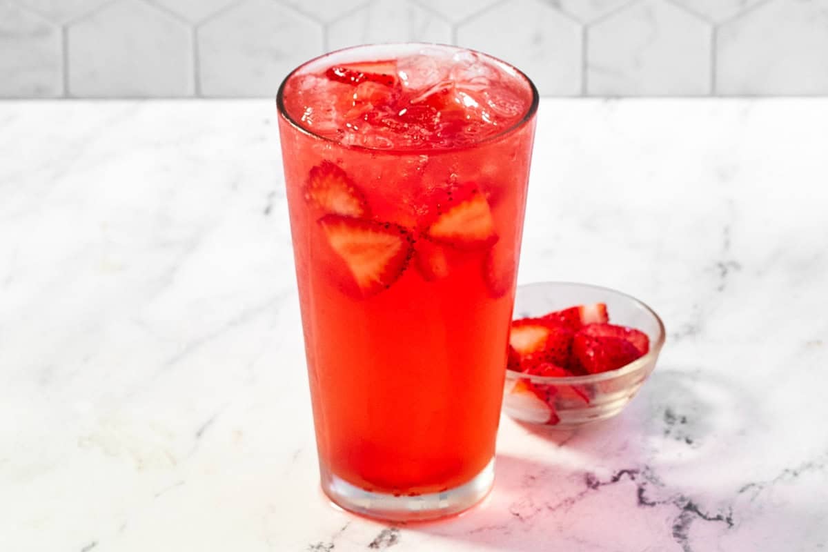 Lemonade, watermelon, and strawberries drink.